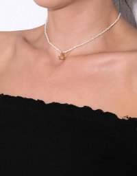 Колье из речного жемчуга с подвеской мишка в позе лотоса G