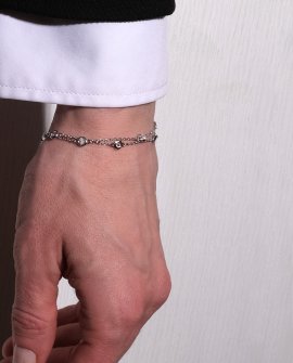 Браслет цепочка двойная цирконами S