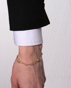 Браслет цепочка двойная цирконами G