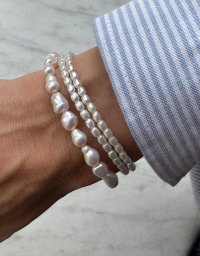 Тройной браслет из речного жемчуга и майорки