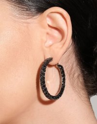 Серьги-кольца с кристаллами ROMBA Black