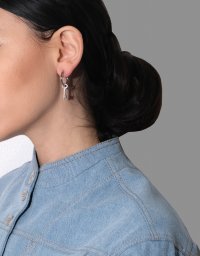 Серьги-кольца серебристая подвеска ключик S