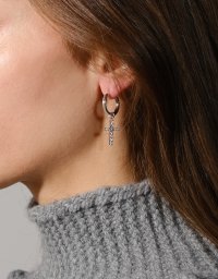 Серьги-кольца с крестиком Crystall 2cm 