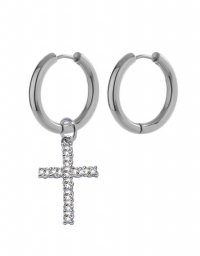 Серьги-кольца с крестиком Crystall 2cm 